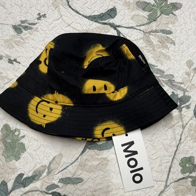 Molo Siks Bucket Hat 7S22T303 1-4Y Black/Yellow Smiley Face Graphic