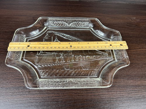 Beautiful Vintage EAPG Glass Locomotive Train Bread Plate Platter - Picture 9 of 11