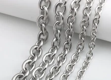 Round Cable Link Necklace Stainless Steel 7/10/12mm Unisex Chain Hypoallergenic