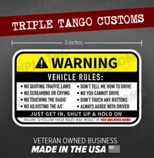 Vehicle Rules Funny Bumper Sticker Car Truck Window Decal Safety Warning JDM