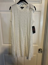 NEW Womens Cocomo White Dress Sleeveless Sequin Embroidered Round Circles Size M