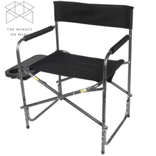 Camping Chair Black Folding Heavy Duty Director Outdoor 400lb Capacity 🥇