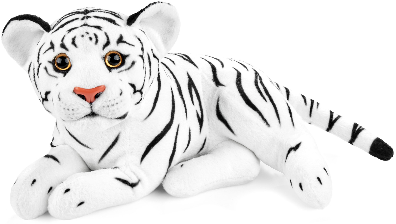 Bambola Tigre Peluche Animale 30 Cm Sdraiata Giocattolo Regalo Bambini Morbido foto 2