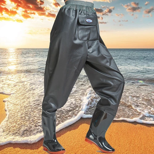 Waterproof Fishing Wader Pants Waist Wader with Boots Wading Pants with Pocket