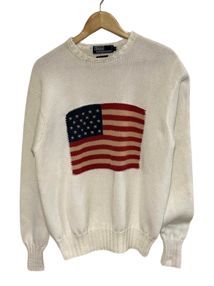 VTG POLO RALPH LAUREN USA SWEATER MENS SIZE M American Flag Knit 