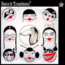 psychedelic figures vampires emoticon symbol original painting contemporary art