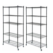 2PCS 5-Tier Wire Shelves Rack Unit Rolling Storage Rack with 4 Wheels casters