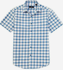 NWT Hart Schaffner Marx Shirt Men's Sz. L Blue Plaid Button Down S/S msrp 89