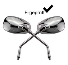 Motorrad Spiegel Paar in Chrom Seitenspiegel Set mit M10 Rechtsgewinde Roller