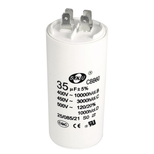 CBB60 Run Capacitor 35uF 450V AC Double Insert 50/60Hz Cylinder 92x44mm White - Picture 6 of 7