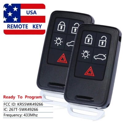 2x for Volvo S80 S60 V60 XC6 V70 Keyless 433MHz Smart Remote Key Fob KR55WK49266