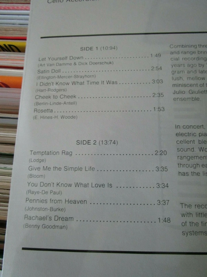 GIULIETTI ACCORDION ARTIST ART VAN DAMME & FRIENDS 1979 LP RECORD/SEALED MINT - Image 3 of 3