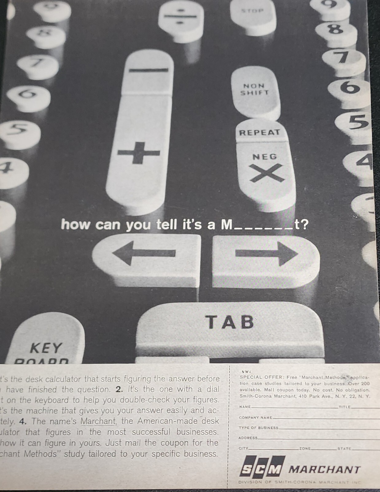 Marchant Calculator Picture Ad Vintage Close Up Advertisement Wall Art-image