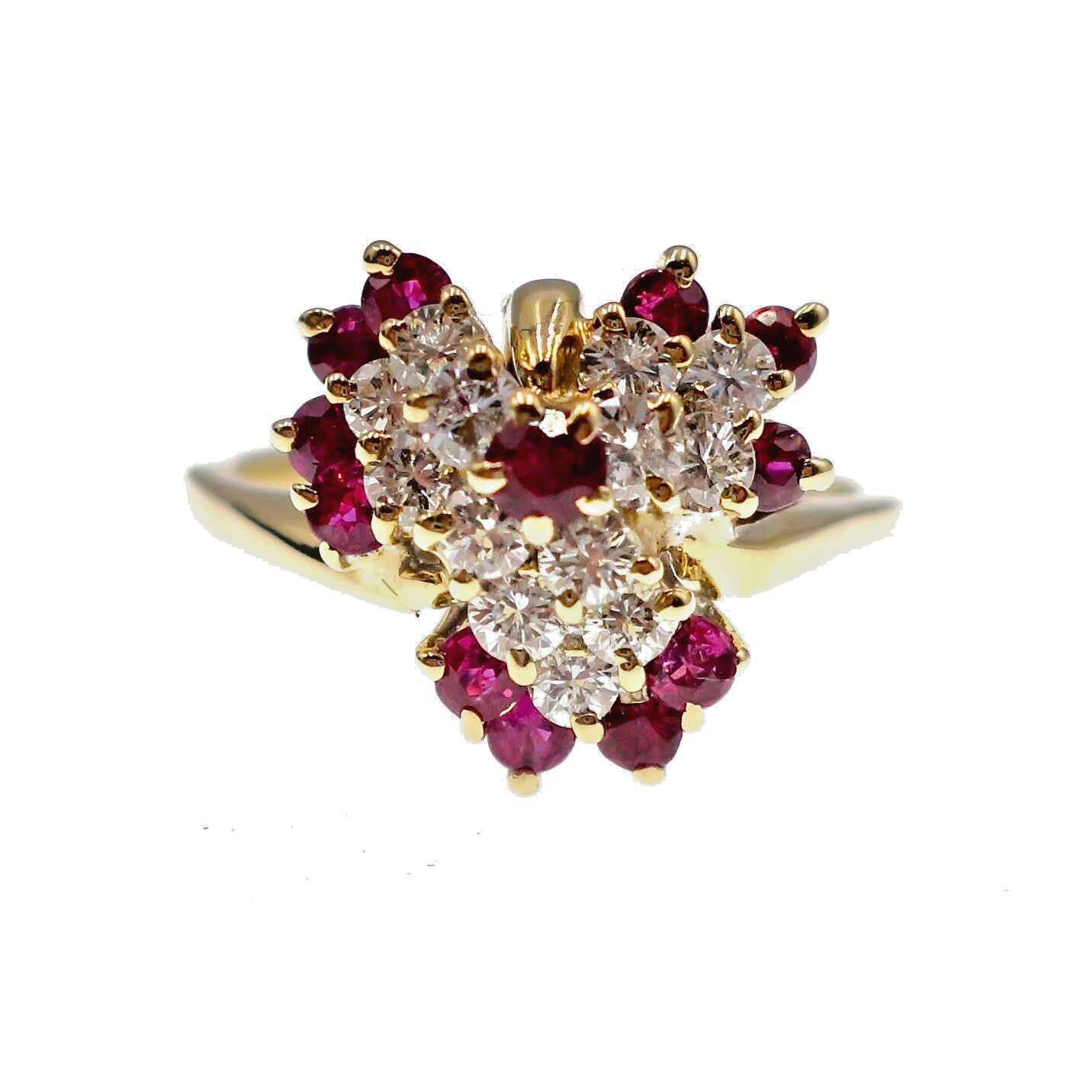 14k Solid Yellow Gold Natural Ruby and Diamond Cl… - image 7