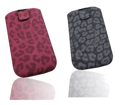 Handy Deko Tasche Animal Print mit Ausziehhilfe Cover Case Hülle Auswahl 