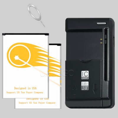 URS2GO 2x2300mAh Battery Universal Charger+SIM Pin f Cricket Alcatel Verso 5044C