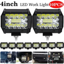 10pcs 4" LED Work Light Bar Lamp Waterproof For Club Car Yamaha EZGO Golf Cart