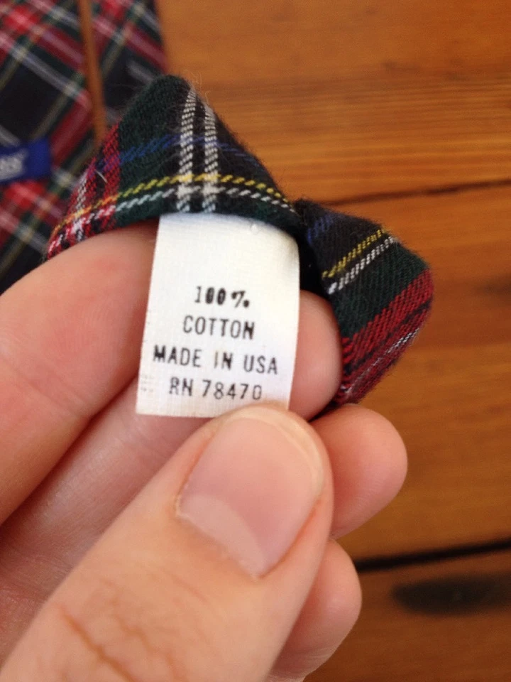 Corbata clásica a cuadros escocesa tartán 100 % algodón hecha en EE. UU. BAJO de colección 3,75" de ancho Foto 3 de 4