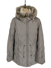 Womens Kenneth Cole Lilac Feather & Down Padded Coat Fur Trim Jacket Size Small