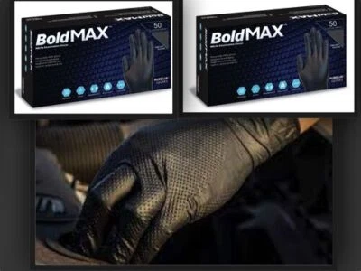 2x Box Aurelia Bold MAX DIAMOND TEXTURED Heavy Duty Black Nitrile Gloves (2x 50)