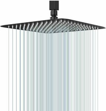 12 inch Rainfall Shower Head Ultra-thin Top Spray Ceiling Mounted Matte Black