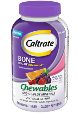   Caltrate 600 +D3 Plus Minerals Chewables Sugar Free Cherry Orange Fruit Punch