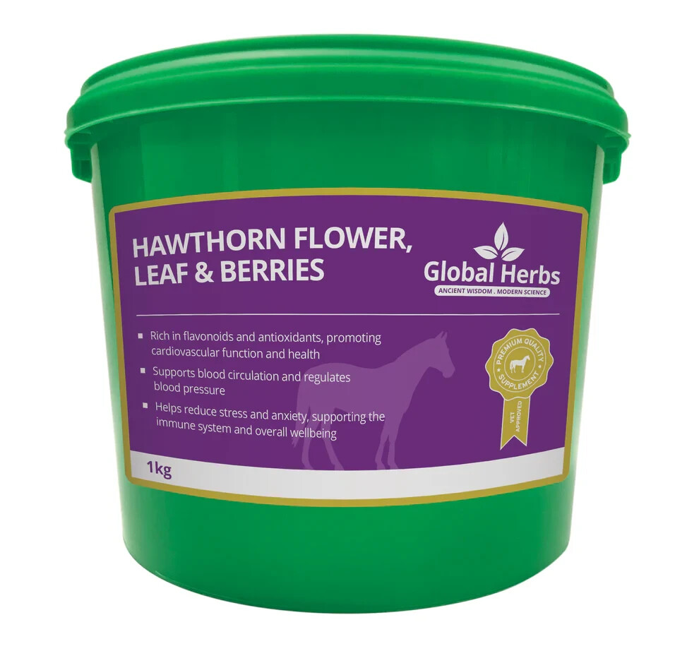 Global Herbs Hawthorn Flower, Leaf & Berries 1kg Horse Supplement