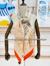 Sallys 70% Cashmere 30% Silk Stole Horse City Print Double Face Scarf Shawl 53"