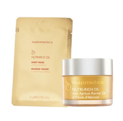 NUTRIMETICS NUTRI RICH OIL 25ML + NUTRI RICH OIL SHEET FACE MASK RRP $59