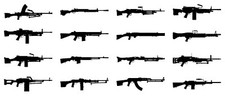 6 W Light Heavy Machine Gun Silhouette Glossy Waterproof Vinyl Sticker Art