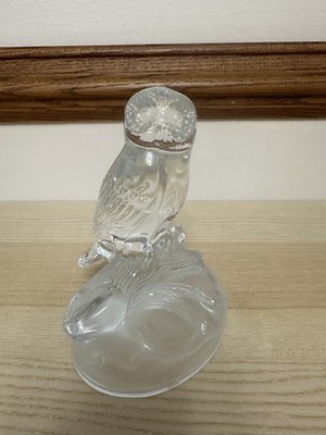 Cristal d'Arques Crystal Snowy Owl w/ Frosted Base Art Glass Figurine 6  Bird 