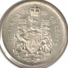 1959 Canadian Uncirculated Silver Fifty Cent Coin!