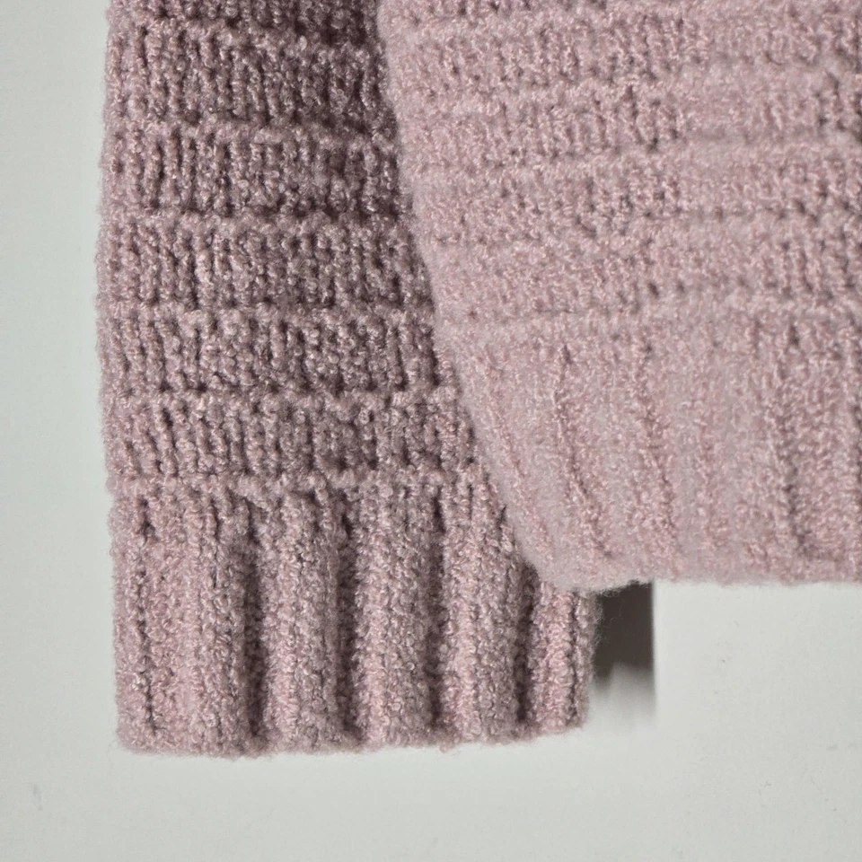 Suéter Bouclé Granate Hill Mezcla Cachemira Rubor Rosa Talla Mediana Grueso Tejido Foto 4 de 4