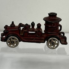 A.C. Williams Cast Iron Steamer Red Fire Pumper Truck Toy Antique READ