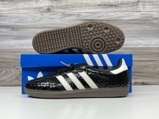  NEW Women's Adidas Samba OG "Patent Snakeskin" Black White  IH9015