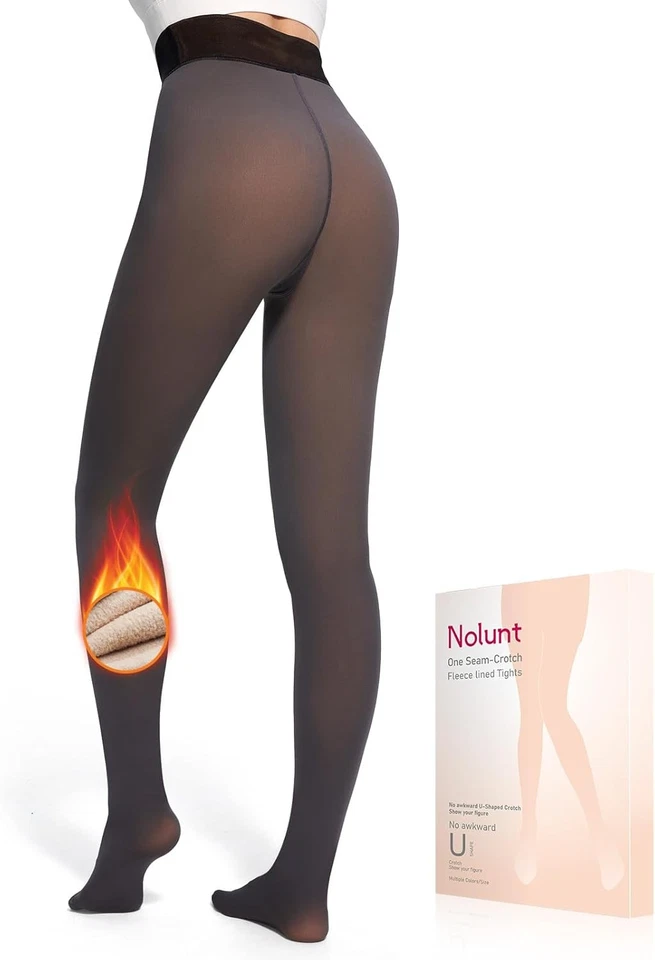 Medias térmicas cálidas translúcidas falsas forradas de lana para mujer Foto 2 de 4