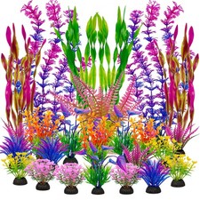 Ameliade Fish Tank Artificial Plastic Plants Decorations Large Tall, Colorful
