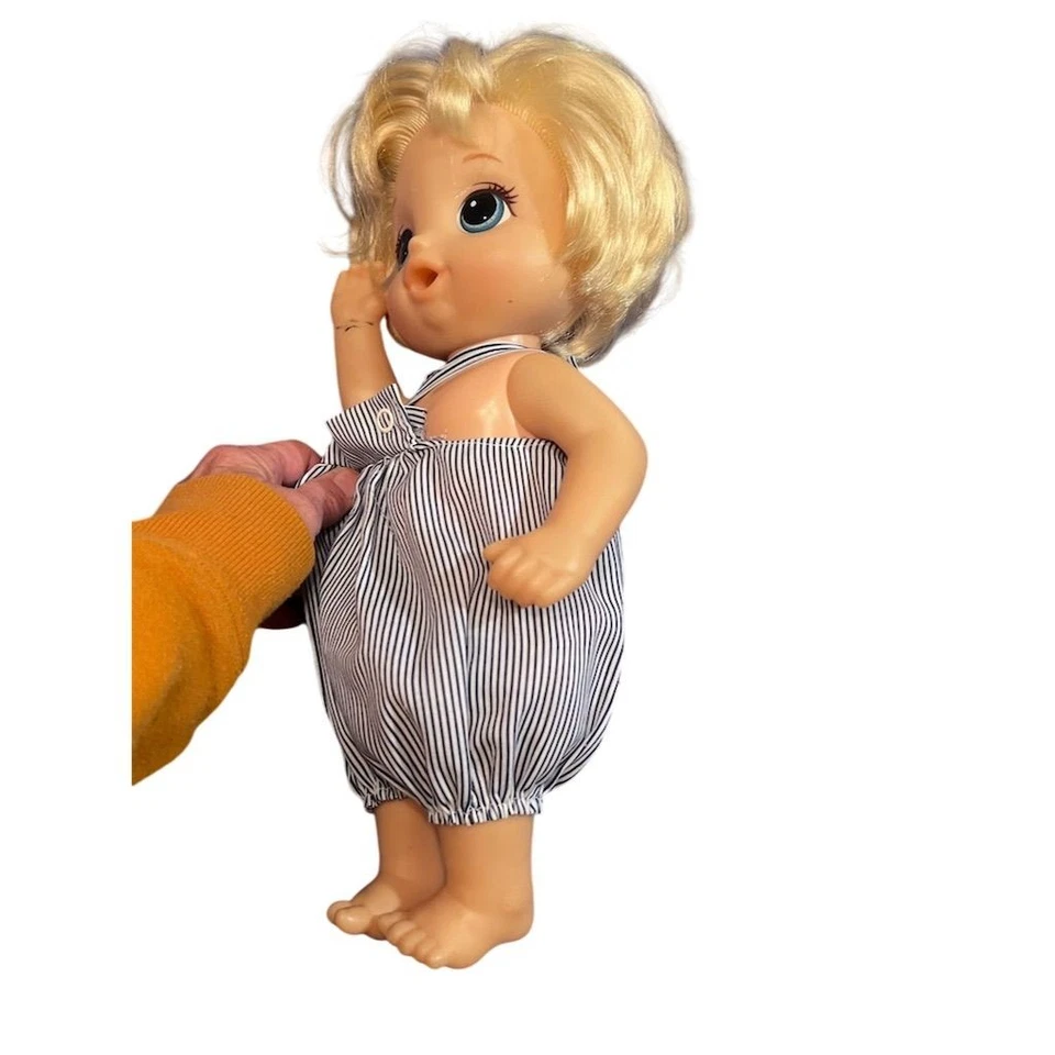 Vintage Baby Alive Blonde Doll 12" with Striped Outfit 1980s - Image 3 of 4