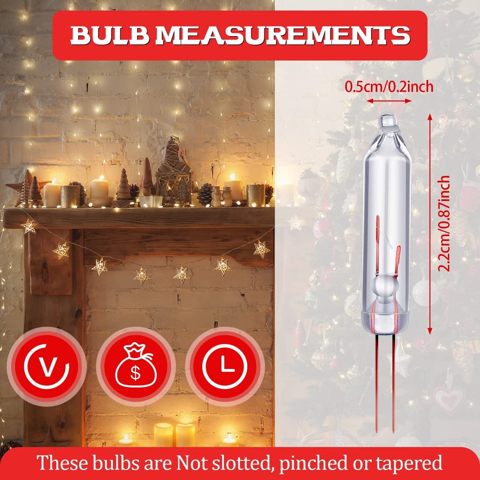100Pcs 2.5V Mini Christmas Tree Light Bulbs Clear Indoor Outdoor Replacement - Image 2 of 4