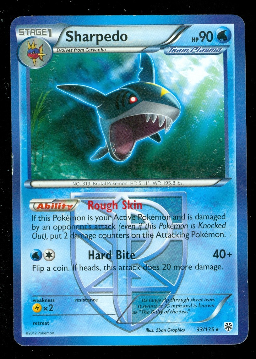 Pokemon SHARPEDO 33/135 Plasma Storm - RARE - Lightly Played