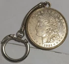 1921 S Morgan Silver Dollar BU Key Chain 90% Silver genuine US coin keychain unc