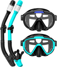 Snorkel Set Adults Snorkeling Gear Anti-Fog Panoramic View Swim Mask Dry Top Sno