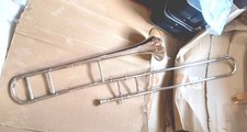 TROMBONE SLIDE MADE OF PURE BRASS METAL IN CHROME POLISH CASE BOX FREE SHIPP