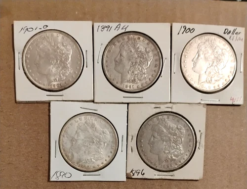 FIVE AU MORGAN DOLLARS