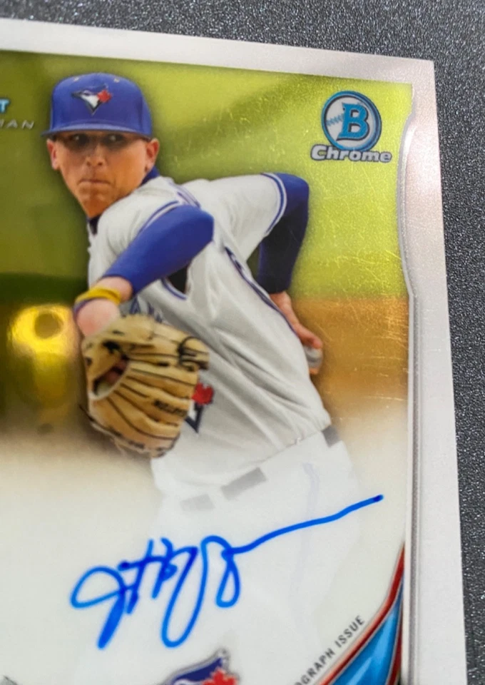 2014 Bowman Chrome Auto Jeff Hoffman 1st Bowman Blue Jays (*SURFACE SCRATCHES*) - Image 3 of 4