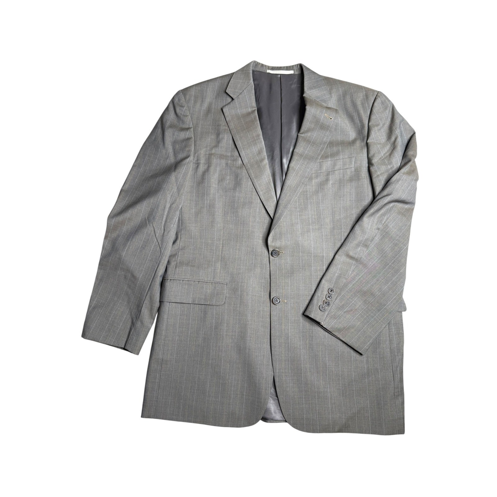 Burberry London Kensington Gray Pinstripe 100% Wool Blazer Jacket Men's 42L