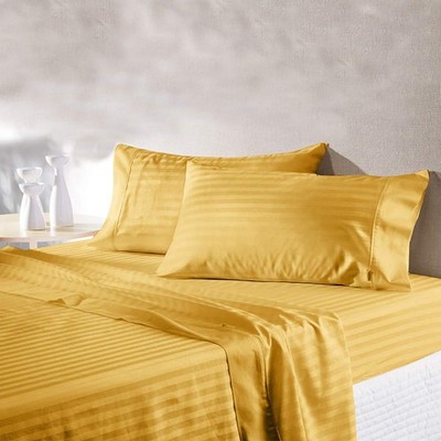 Organic Cotton Extra Deep Pocket Sheets 1000 Thread Count - Gold Stripe