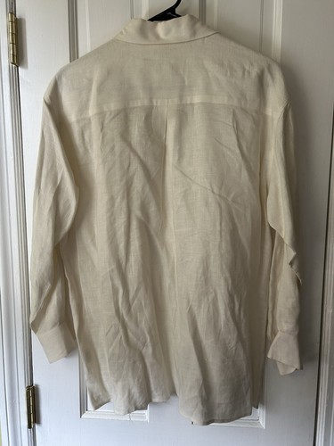 Vintage Ann Taylor Studio Cream Linen Blouse M - Picture 5 of 7