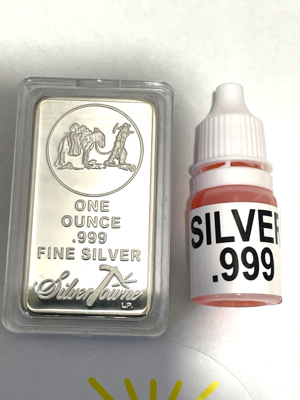 PRACTICE TEST SILVER BAR AND .999 Silver Testing Acid Solution and Silver plated