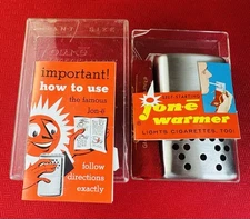 NOS Jon-e Giant Size Hand Warmer Stainless Steel w/ Box Bag & Manual 1960s NEW